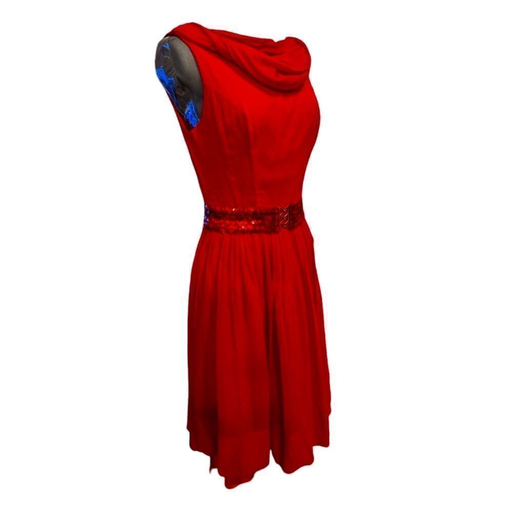 50s Vintage women's‎ Red chiffon dress